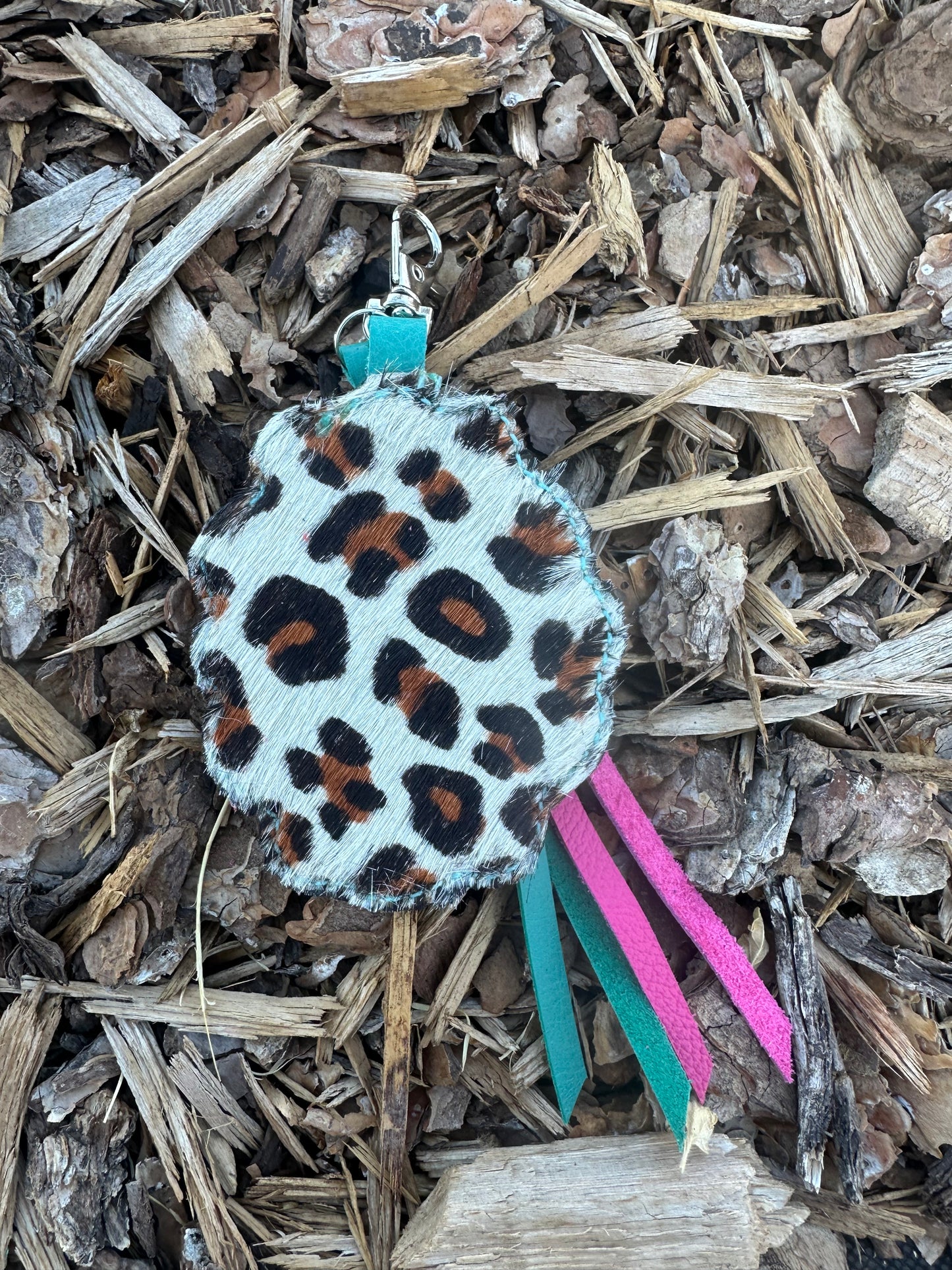 Southwestern tooled leather retro style keychain