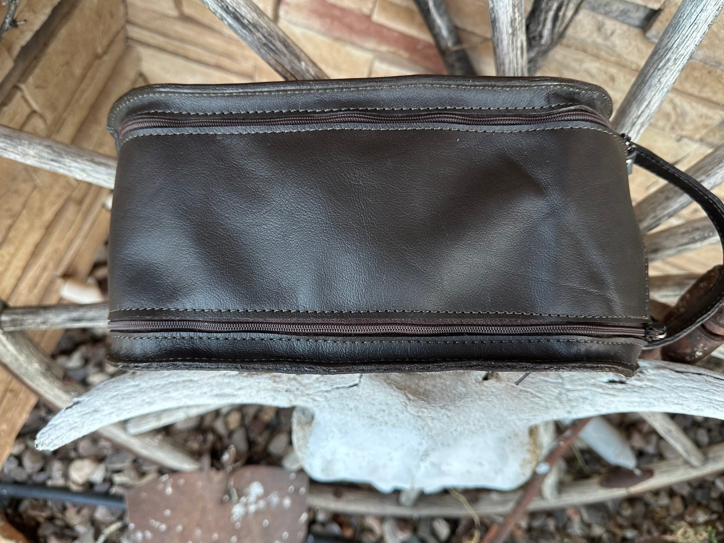 Western tooled floral shaving bag