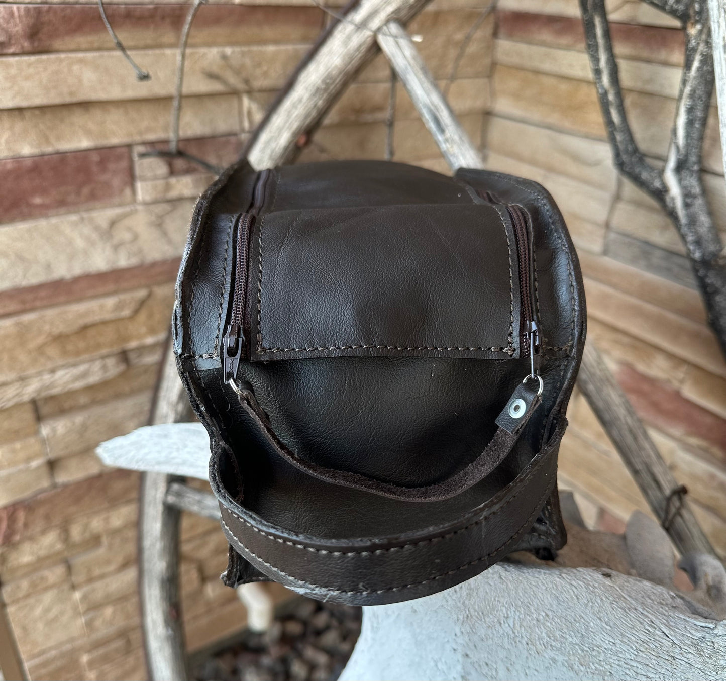 Western tooled floral shaving bag