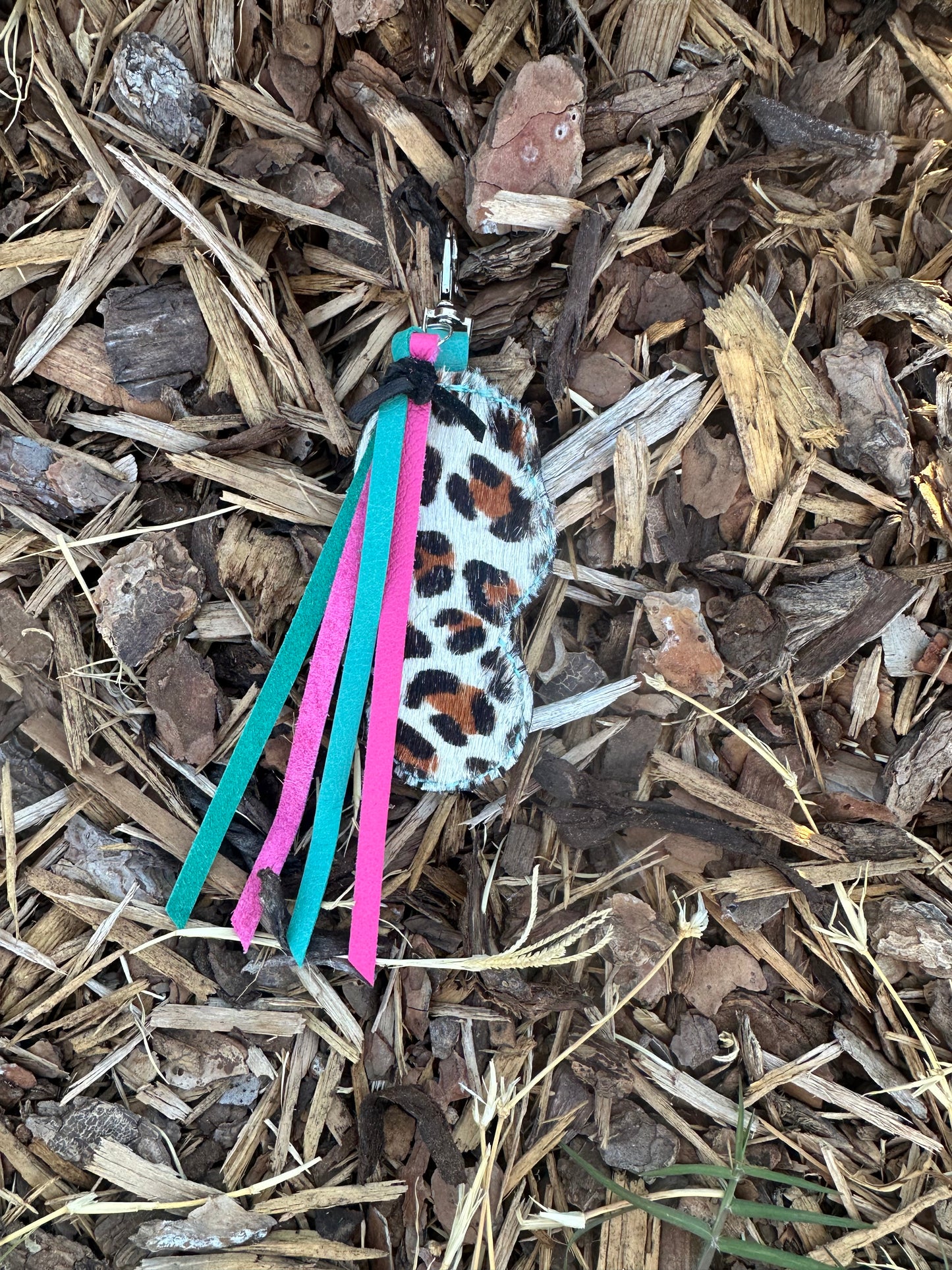 Western tooled leather arrow sunflower turquoise and leopard heart keychain