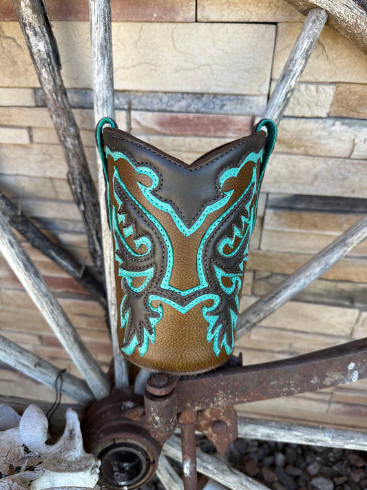 Western leather boot utensils holder or dried flower vase