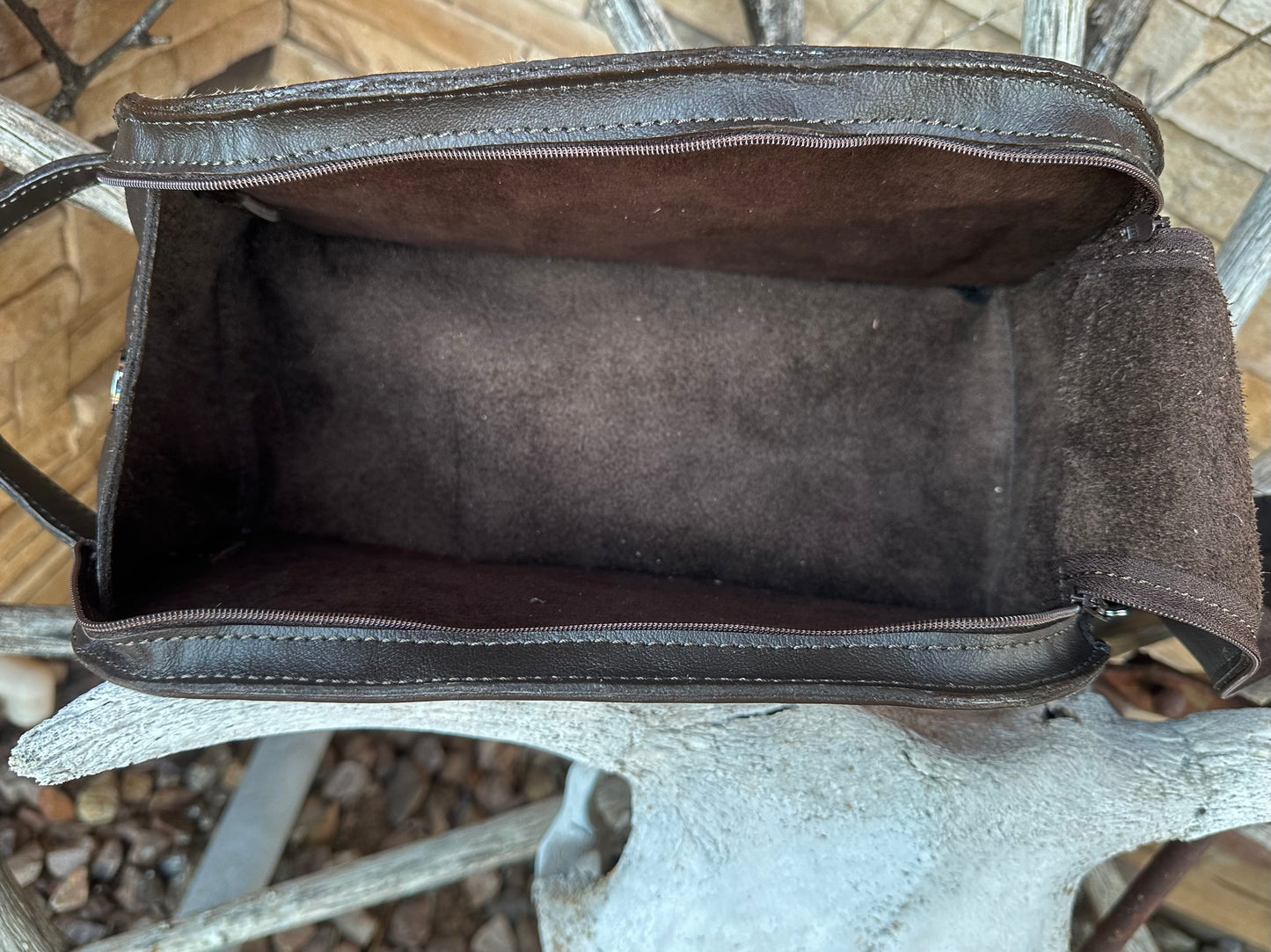 Western tooled floral shaving bag