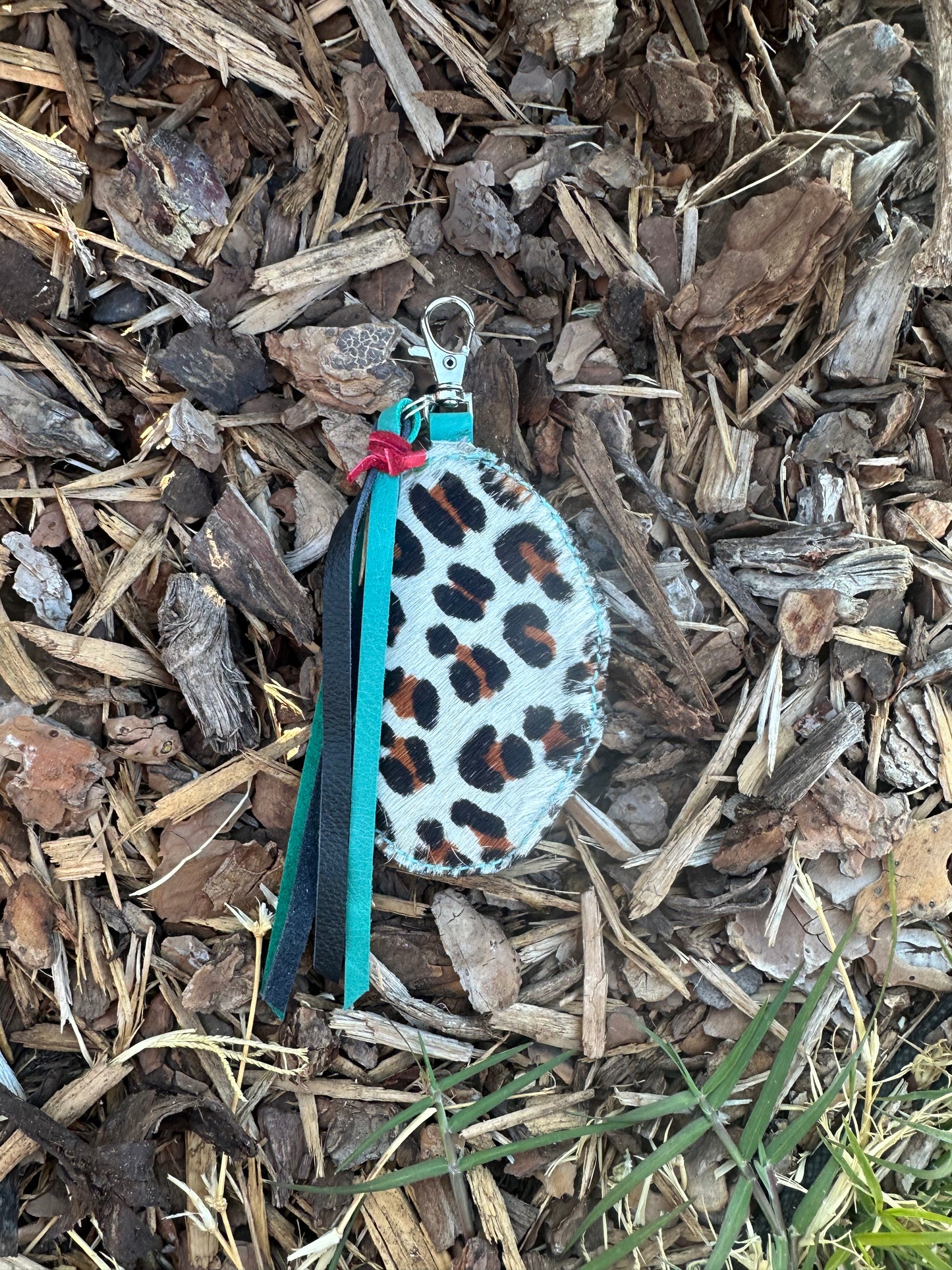 Western tooled leather retro gaming keychain