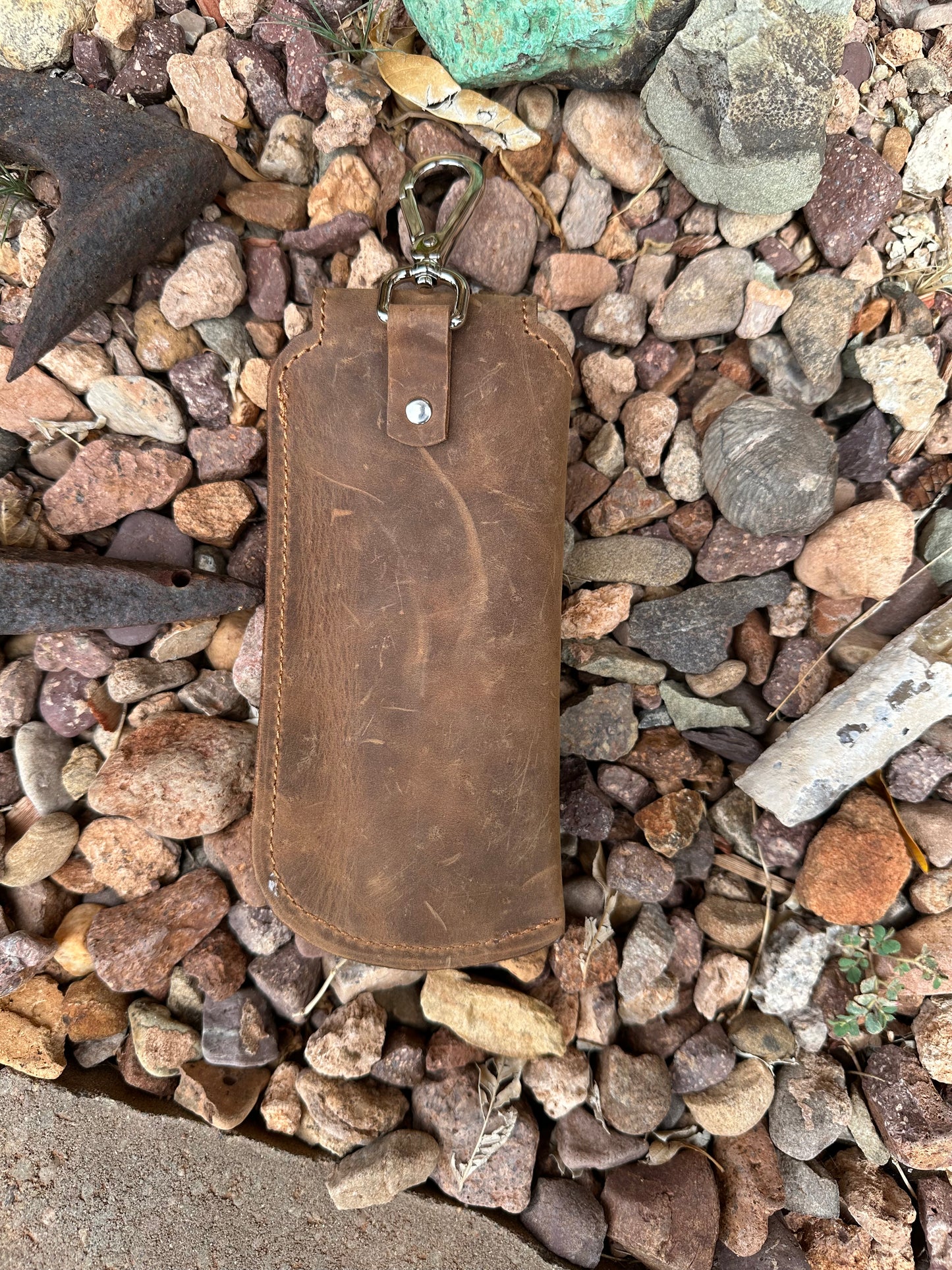 Western leather desert cactus eye glass case