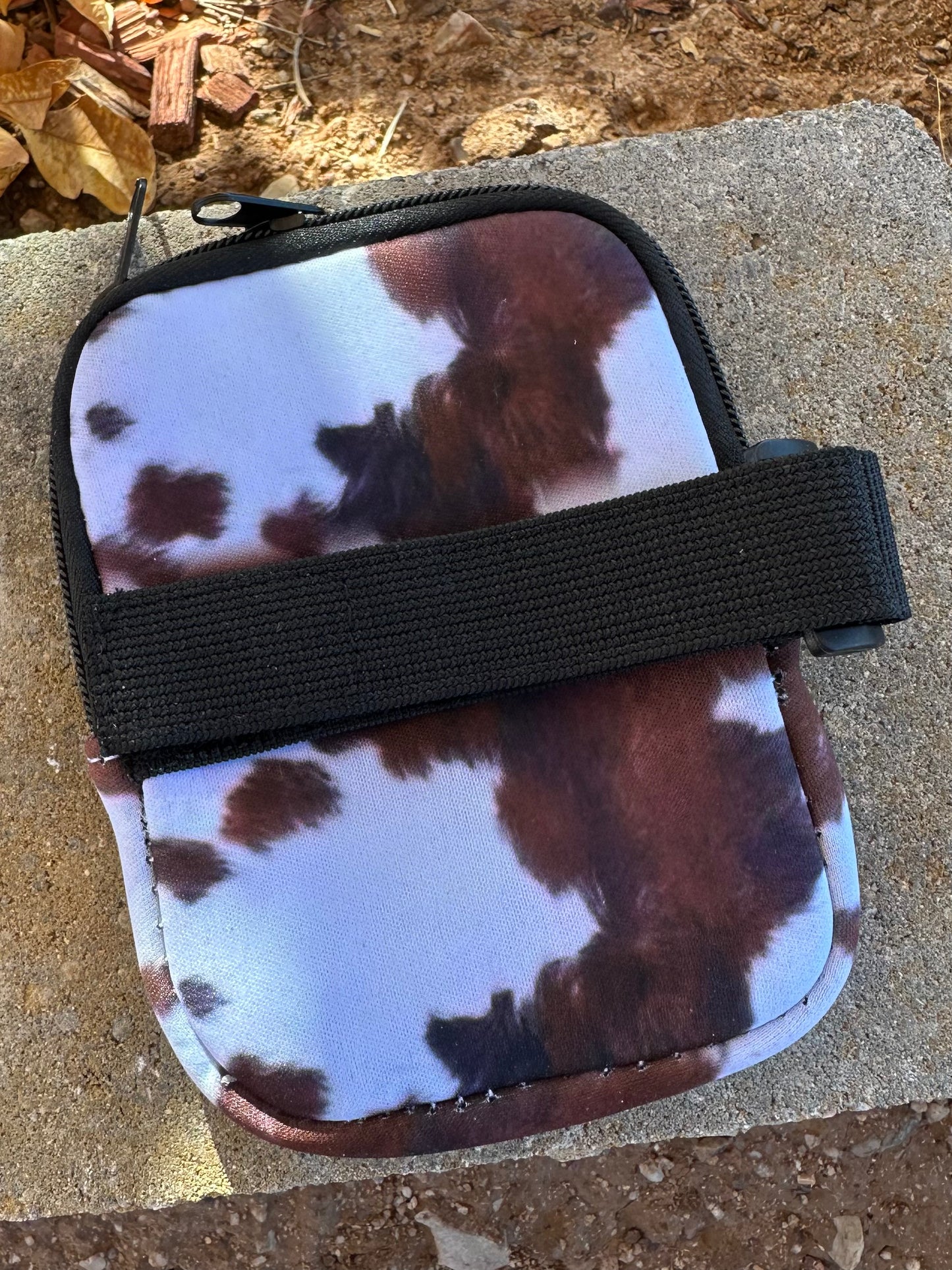 Southwest tooled leather cow skull patch tumbler pouch