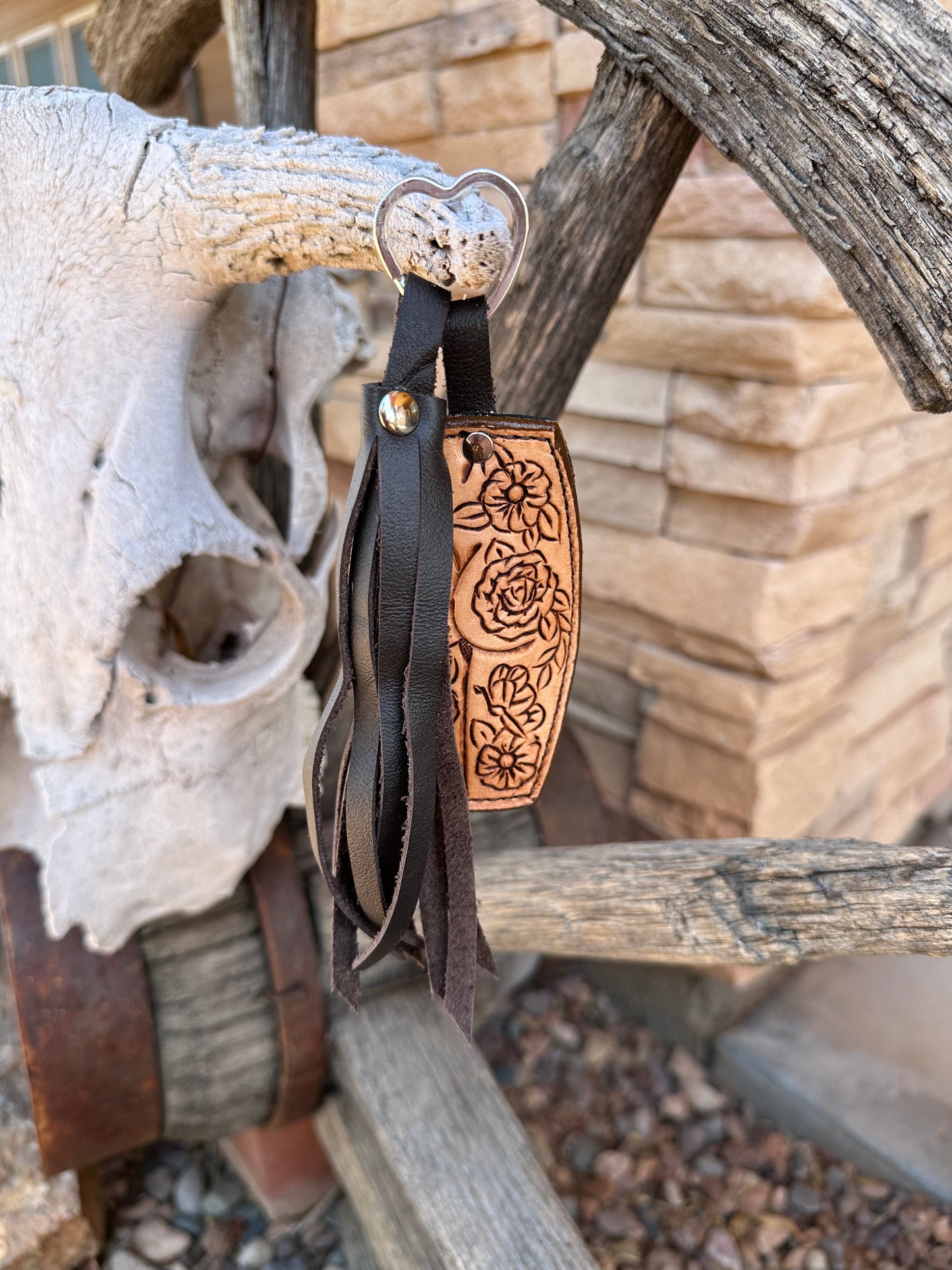 Western floral Bootyful Tattoo chapstick tassel keychain