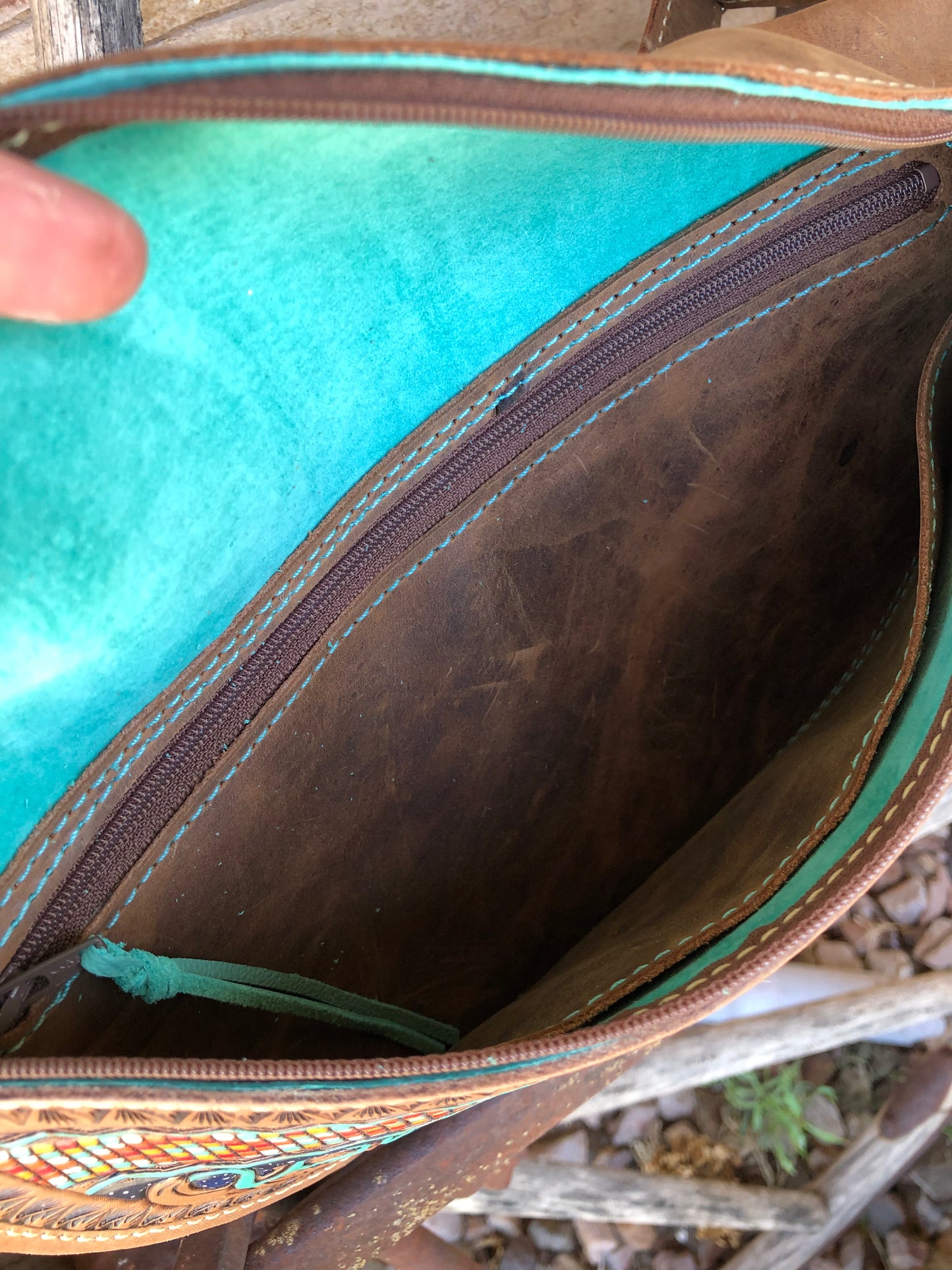 Western tooled leather Wild like the West Fanny pack Bum bag