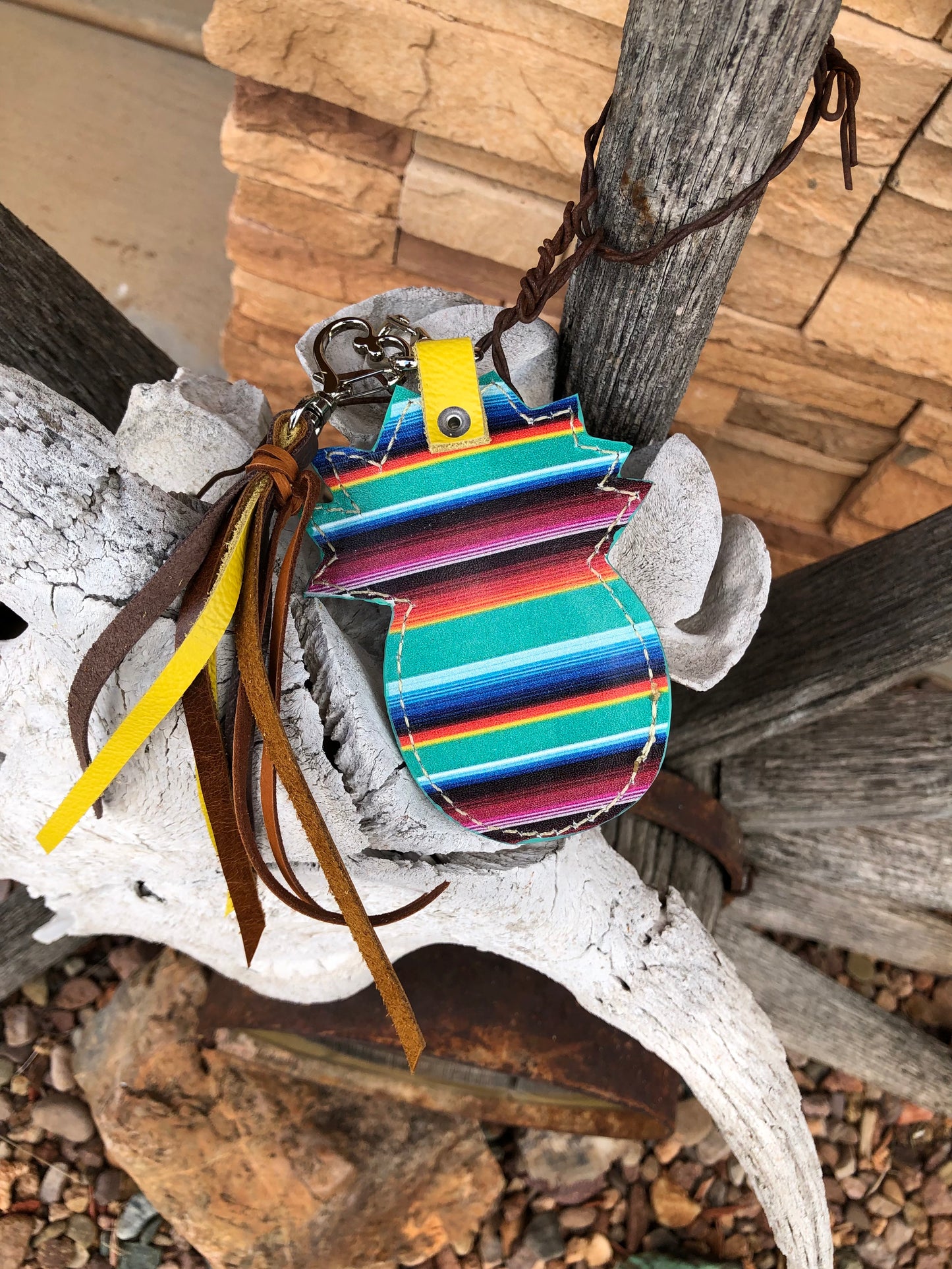 Tooled leather pineapple keychain