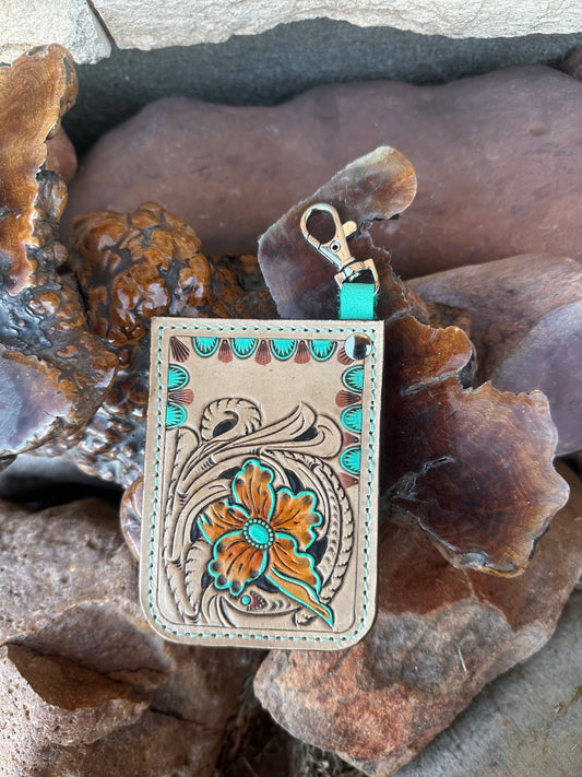 Western floral card keychain