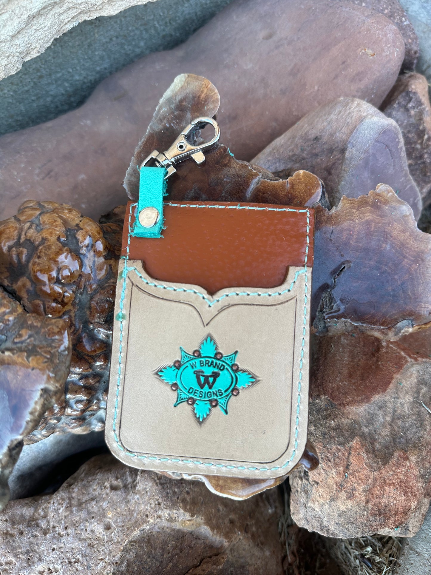 Western cactus and rose card keychain