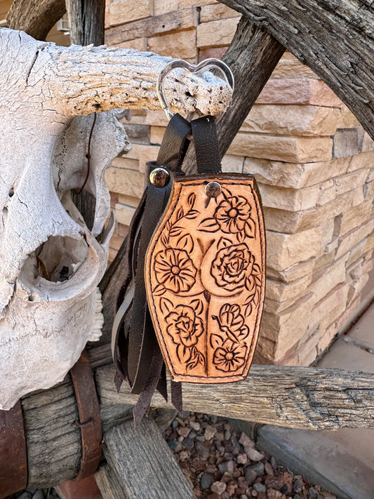 Western floral Bootyful Tattoo chapstick tassel keychain