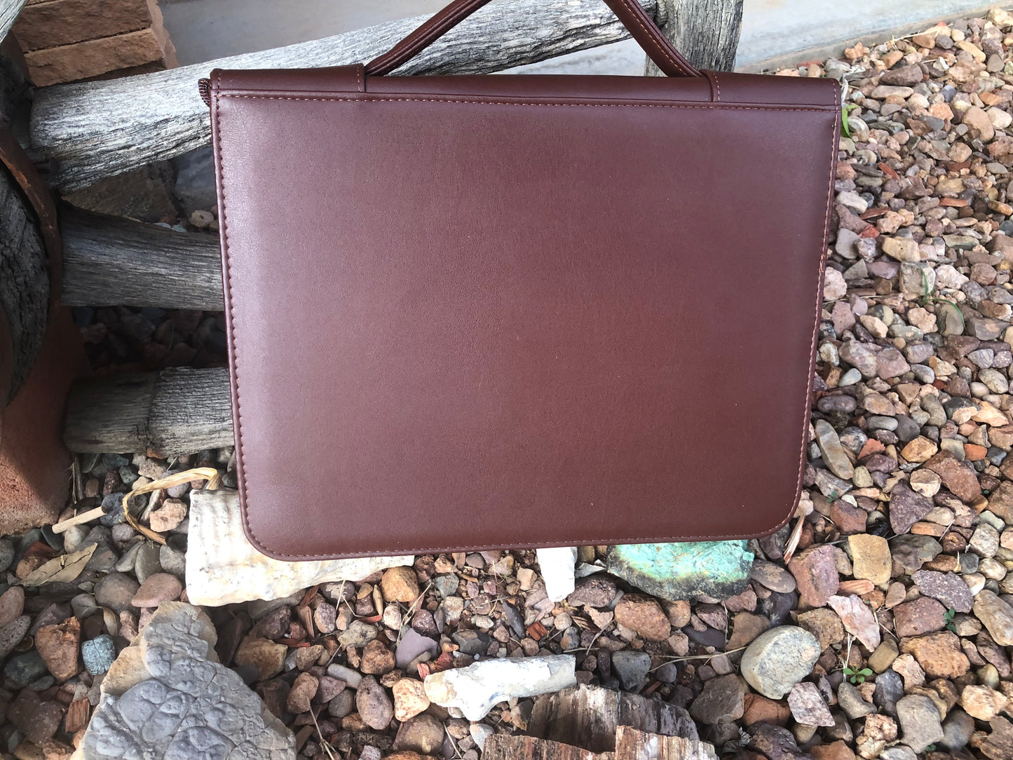 Western tooled leather floral and southwestern cow skull with arrow binder briefcase