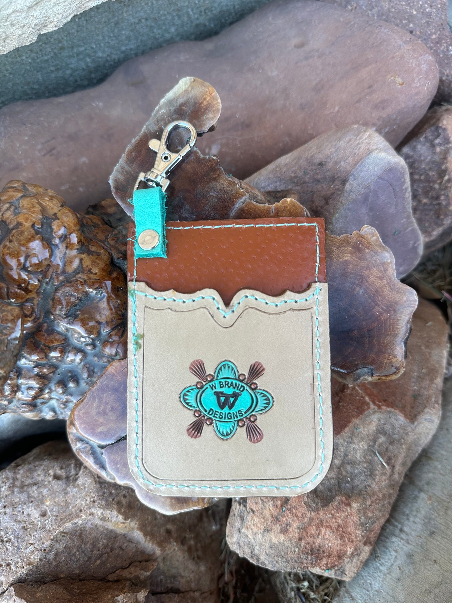 Western floral card keychain