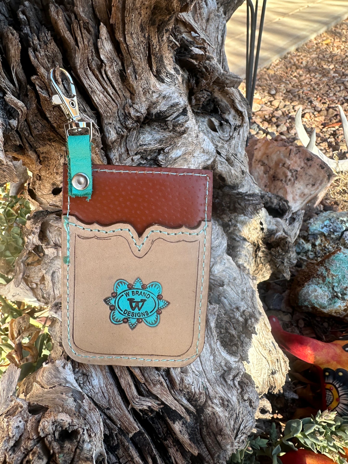 Western desert cactus card keychain