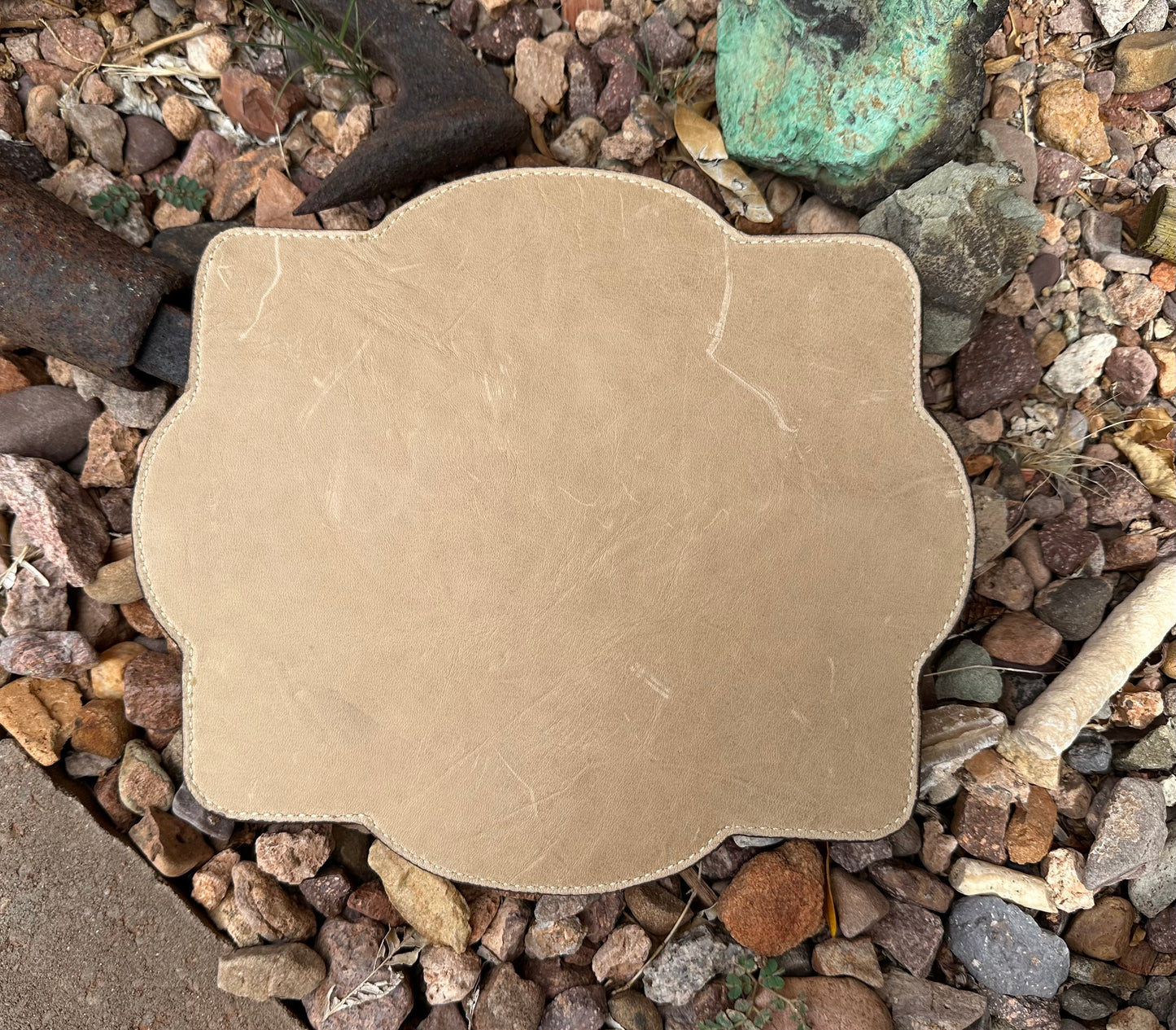 Western tooled leather horse mouse pad