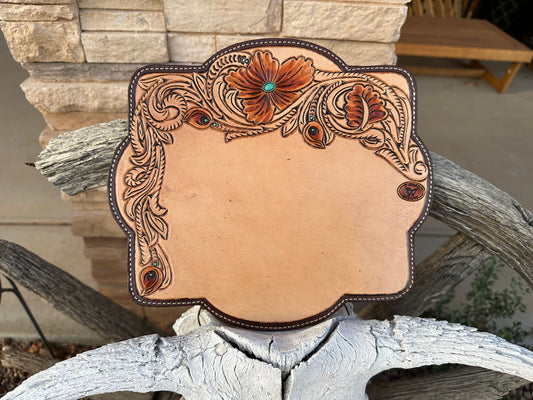 Western tooled leather floral mouse pad
