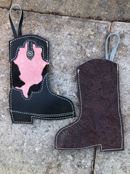 Mini western leather gift card stocking