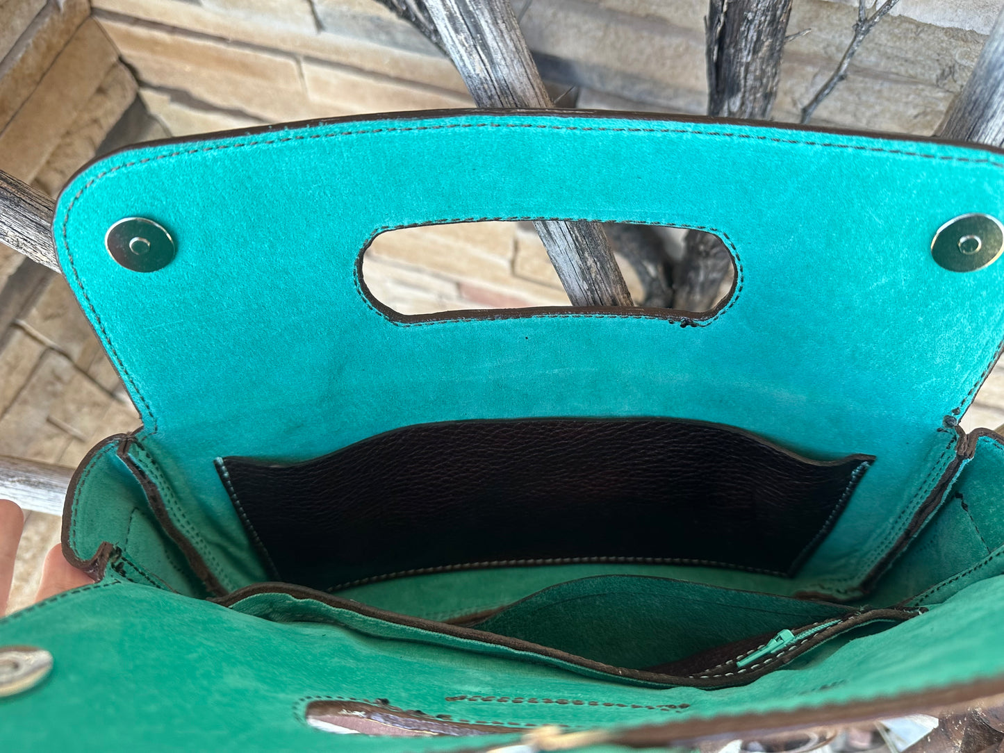 Western tooled leather floral clutch purse