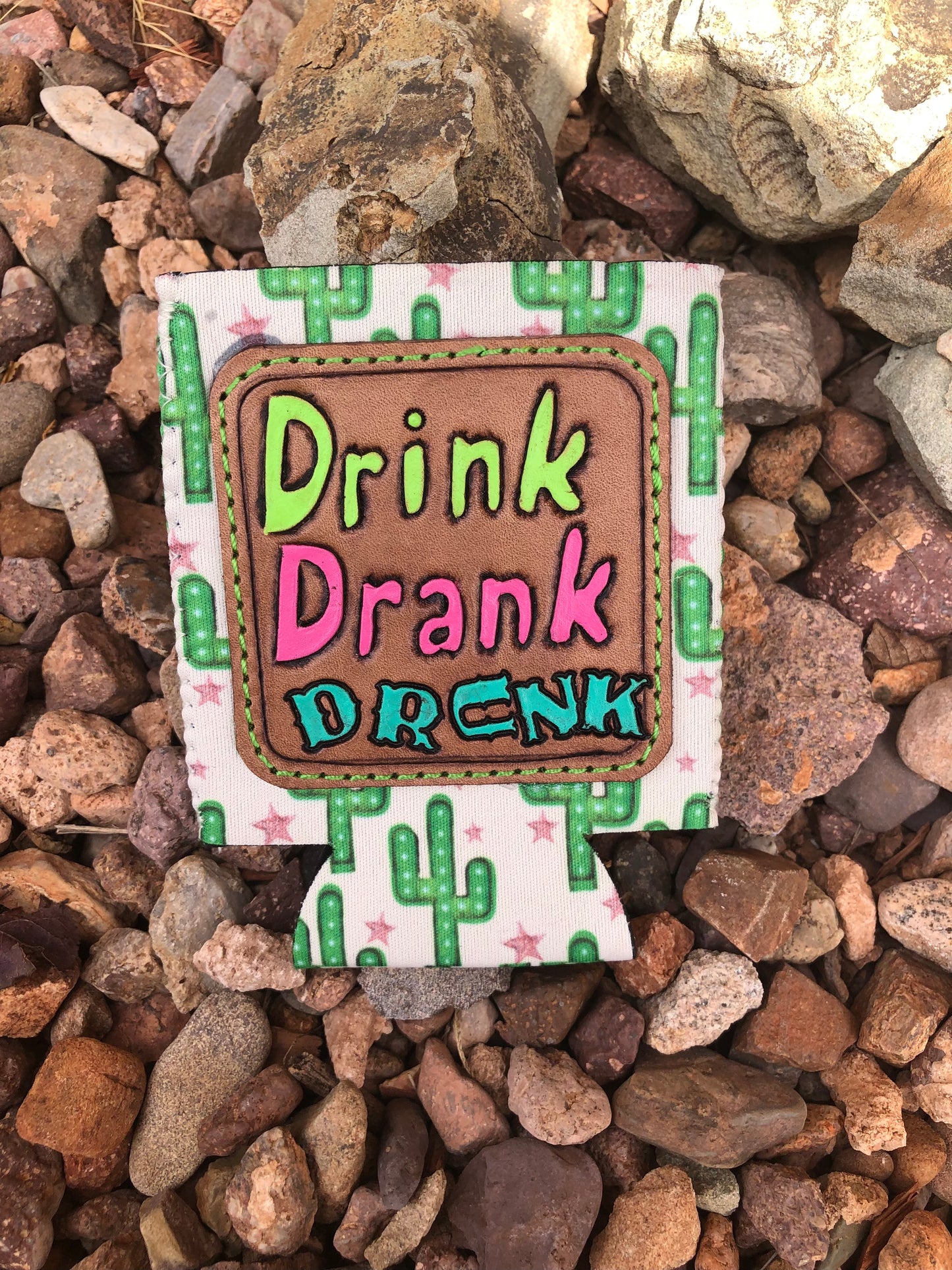 Western tooled leather drink drank drunk can koozie