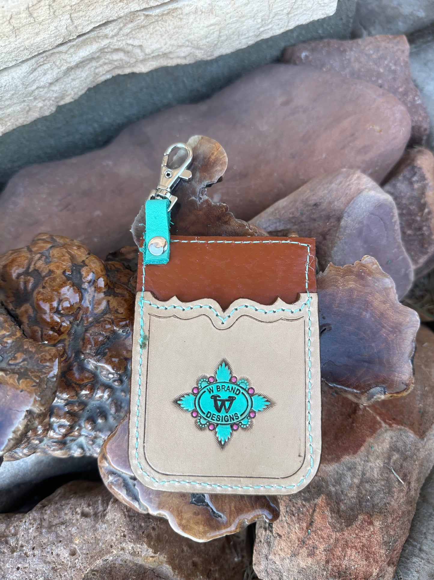 Western prickly pear and floral card keychain