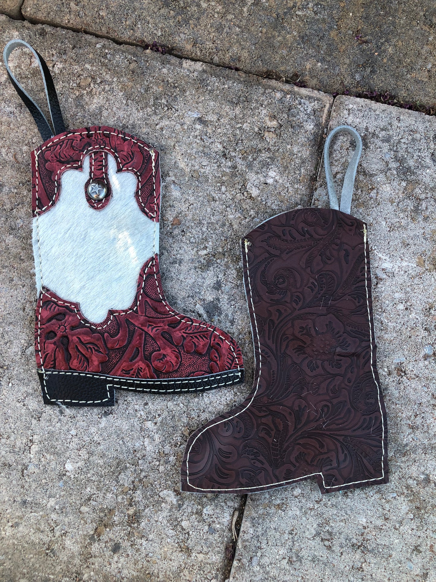 Mini western leather gift card stocking