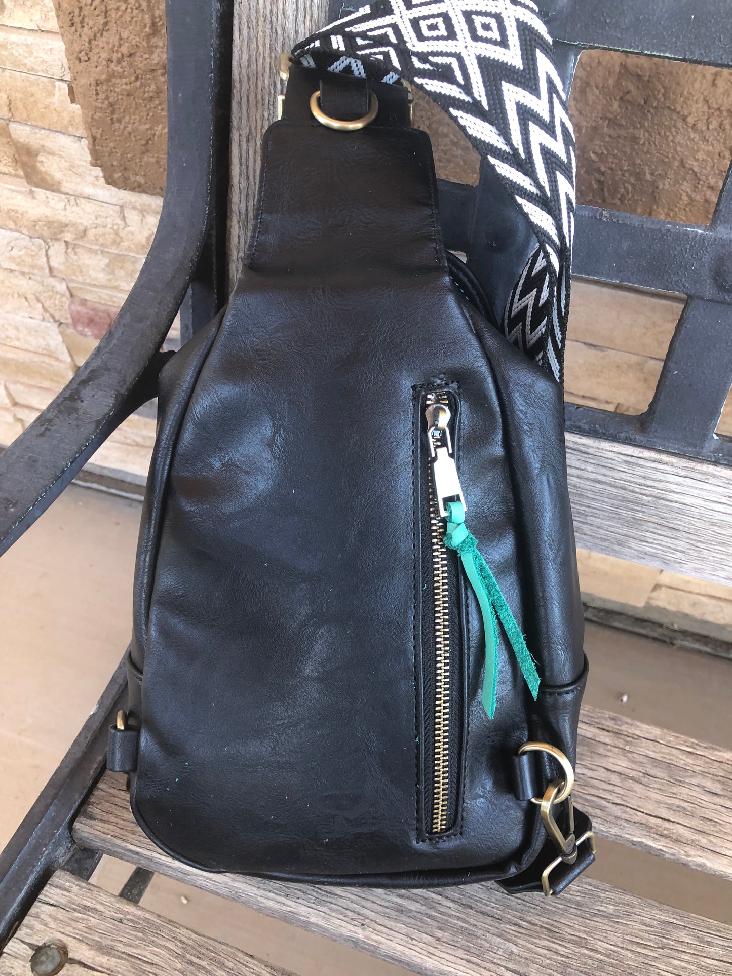 Western tooled leather desert ranch sling bag