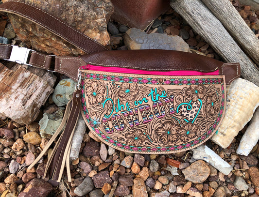 Western tooled leather Dibs on the Cowboy Fanny pack/Bum bag