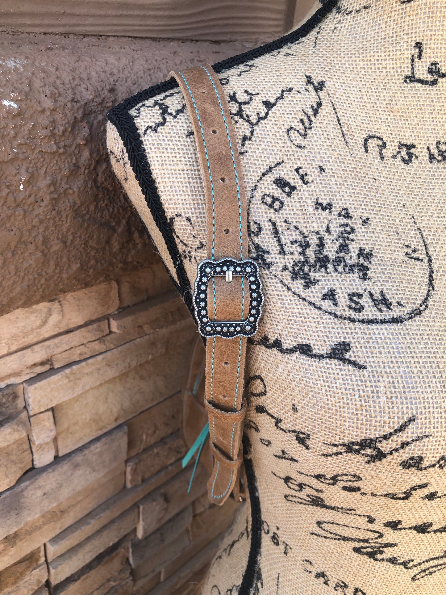 Southwestern tooled leather thunderbird patch backpack purse.