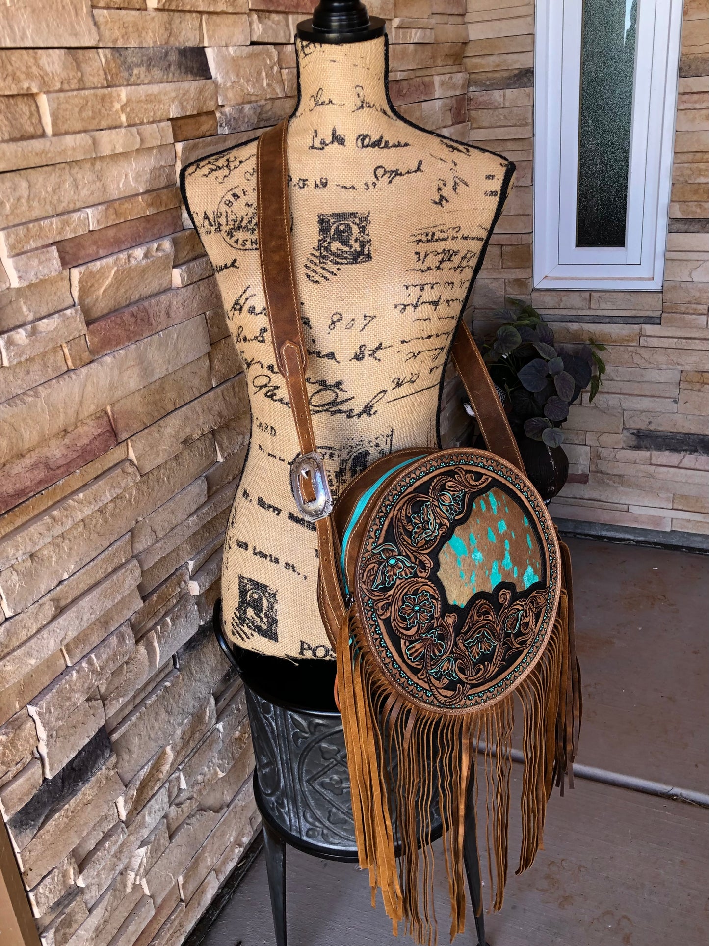 Brown Pattern Cowhide Leather Fringe Handbag – Cowgirl Barn & Tack